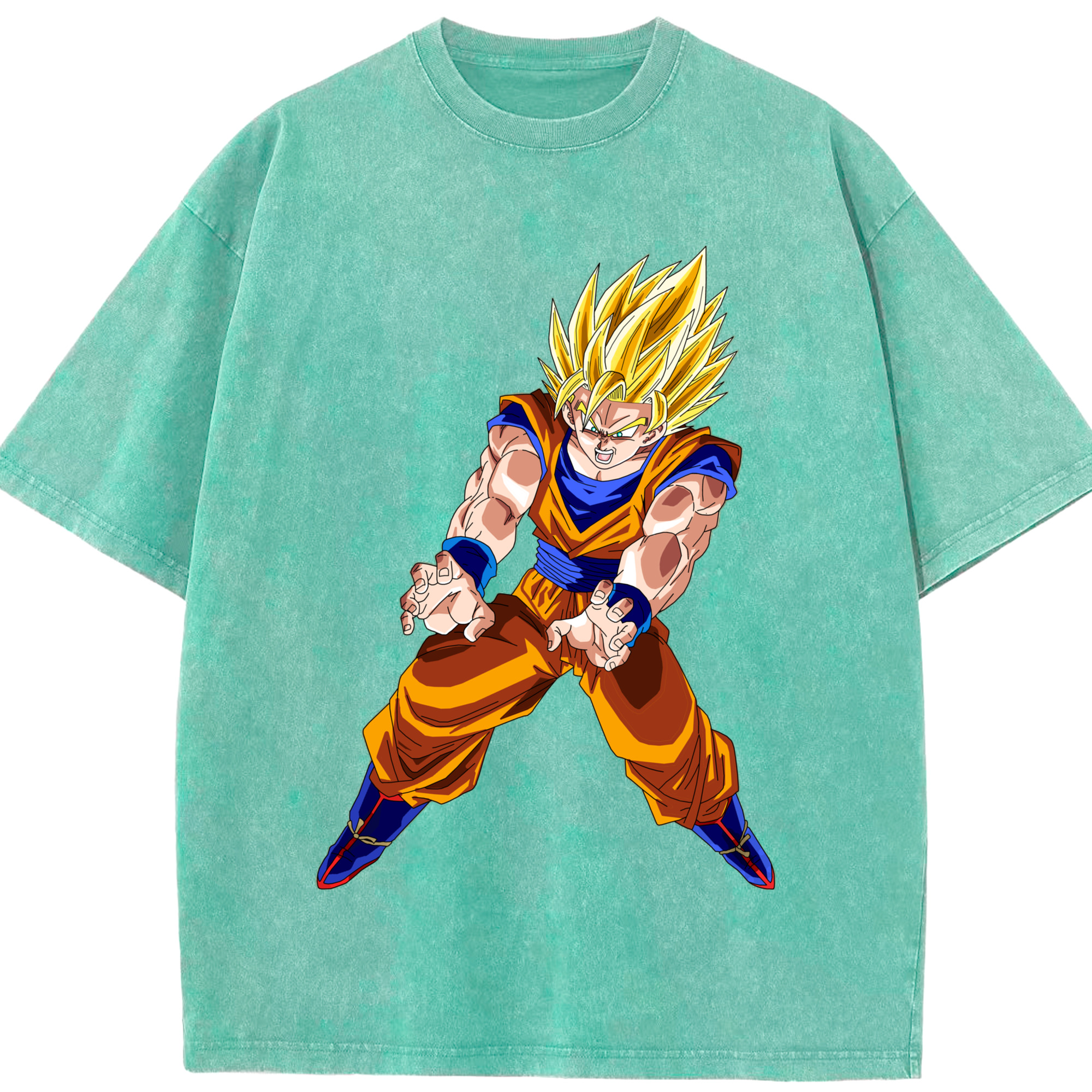 （画像用） ドラゴンボール 孫悟空（そん ごくう）Son Goku カカロット DRAGON BALL Kakarotto 綿100% ヴィンテージ風 半袖Tシャツ（フロントプリント）